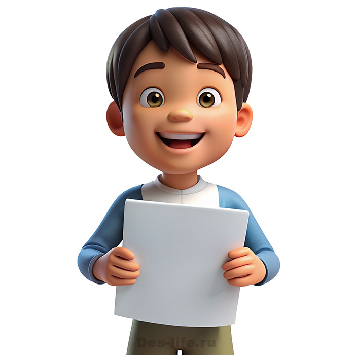 Мальчик с белым листом бумаги