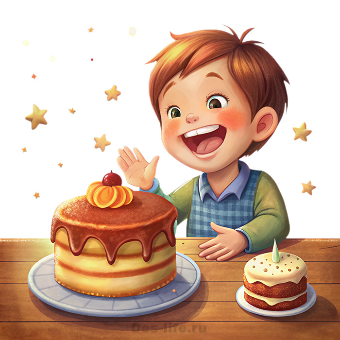 Маленький мальчик и именинный торт