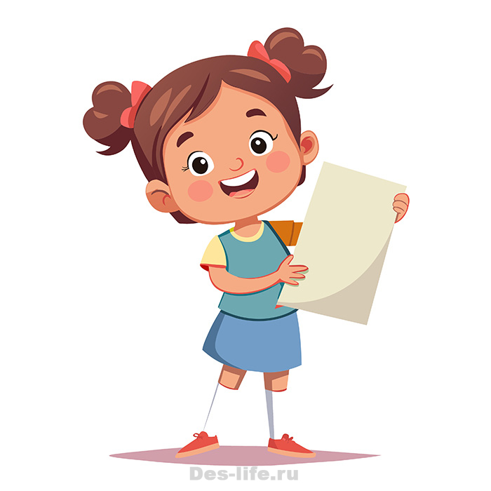 Весела девочка с пустым листом бумаги в рука - PNG картинка