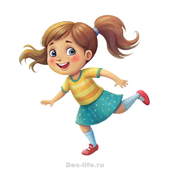 Веселая девочка бежит