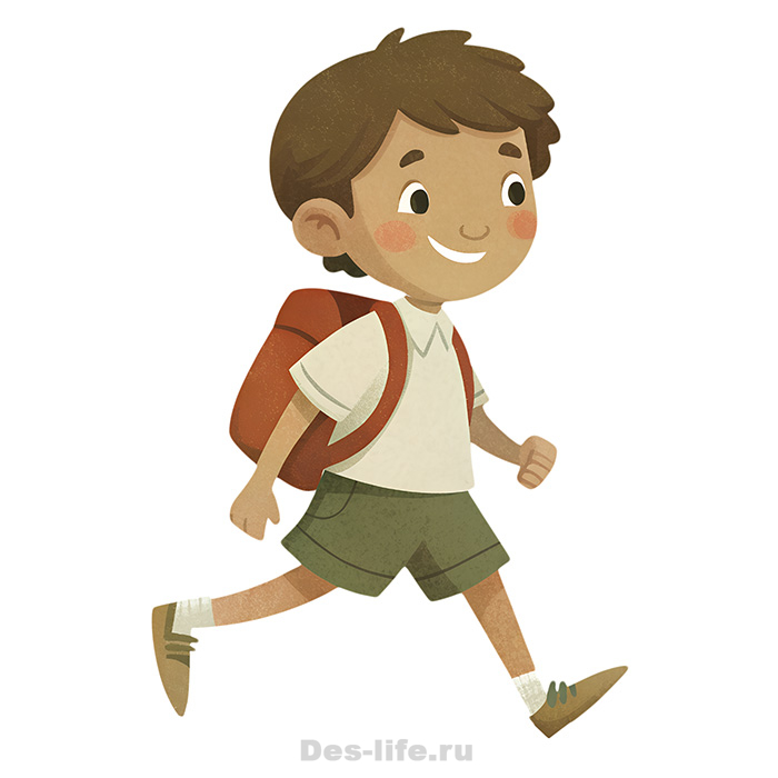 Мальчик с портфелем идет в школу