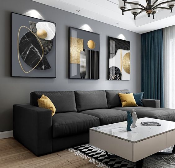 Современный дизайн гостиной - фото в стиле софт минимализм