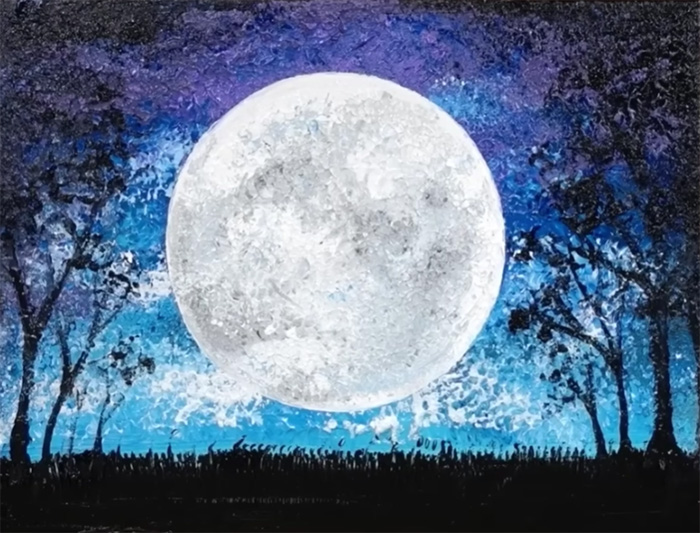 Лунная ночь, нарисованная фольгой