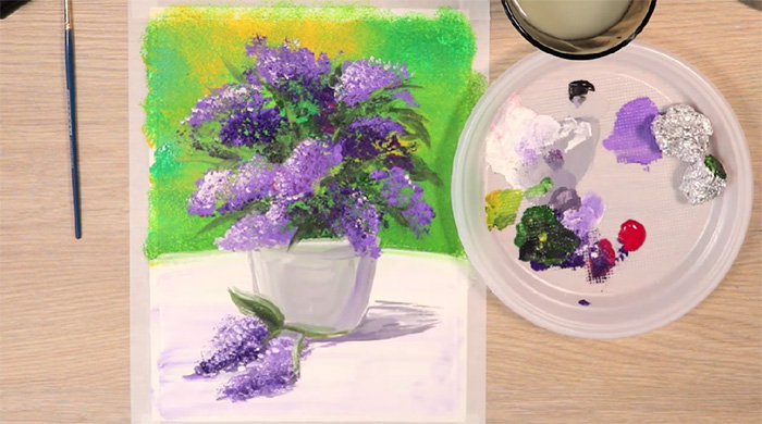 Сирень, нарисованная фольгой