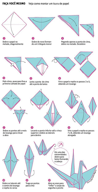 схема журавль оригами
